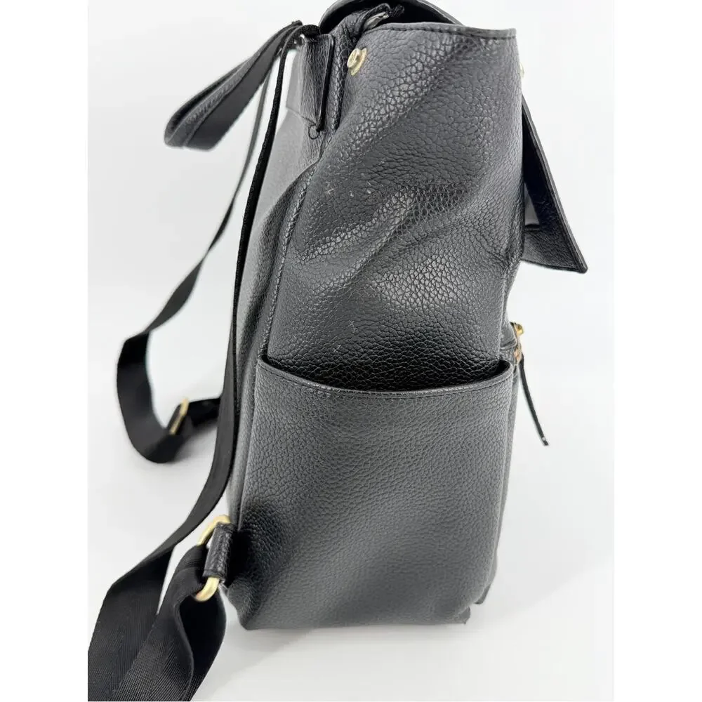 Freshly Picked Classic Diaper Backpack bag Black vegan pebbled leather large
